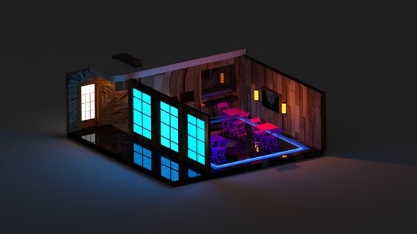3D модель Дизайн интерьера кафе - TurboSquid 2017004