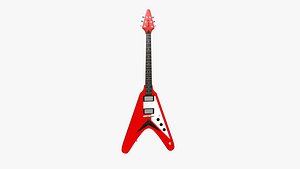 Electric Guitar D02 Red - Music Instrument Design 3D model