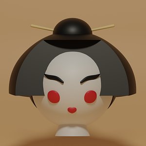 3D model Cartoon Japanese Geisha 1
