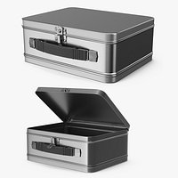 Metal Lunch Box Tin Tote Silver
