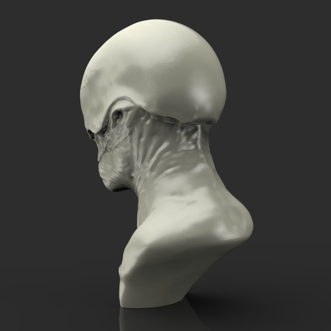 Alien Bust Sculpture 3d Model