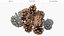 Pine Cones Pile with Open Scales Brown