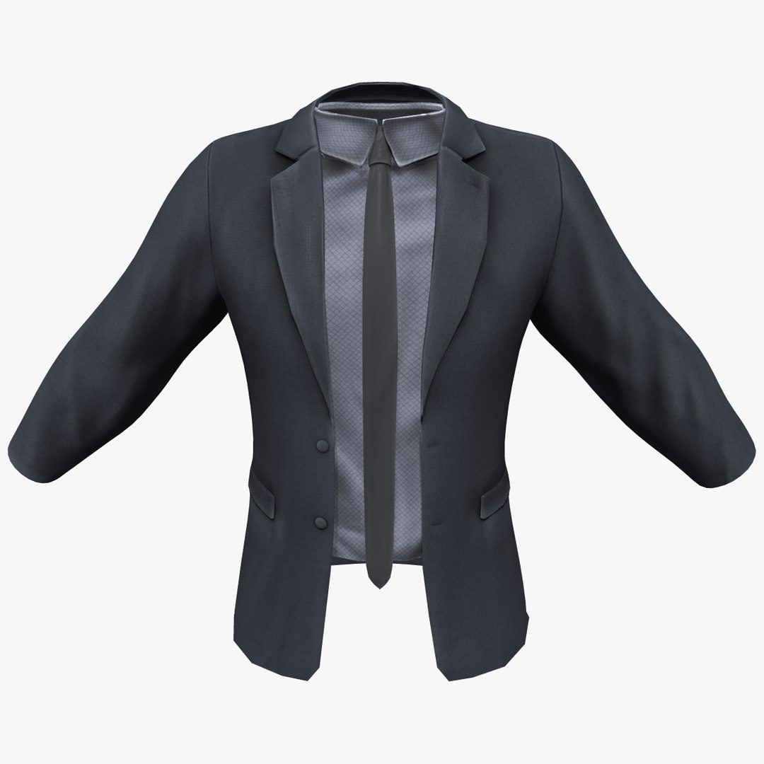 3D Men Charcoal Gray Suit Jacket With Shirt And Tie - TurboSquid 1959732