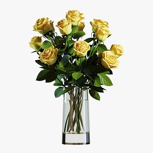 Model  Flower Set 05  Yellow Roses Bouquet