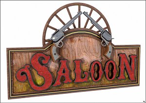3D western label saloon