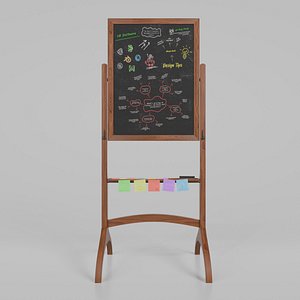 Customizable Double-Sided Wooden Blackboard Tall Writing Board 3D model
