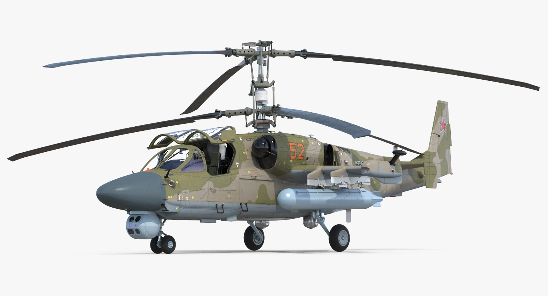 Kamov KA52 Black Shark Attack Helicopter Hokum A Rigged 3D Model 3D model preview