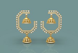 3D Jhumka Earring - 008 model