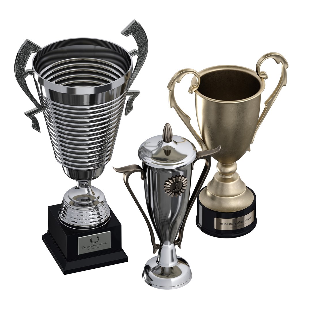 Sports Award Cup Trophy Set Of Three Cups 3D - TurboSquid 2111699
