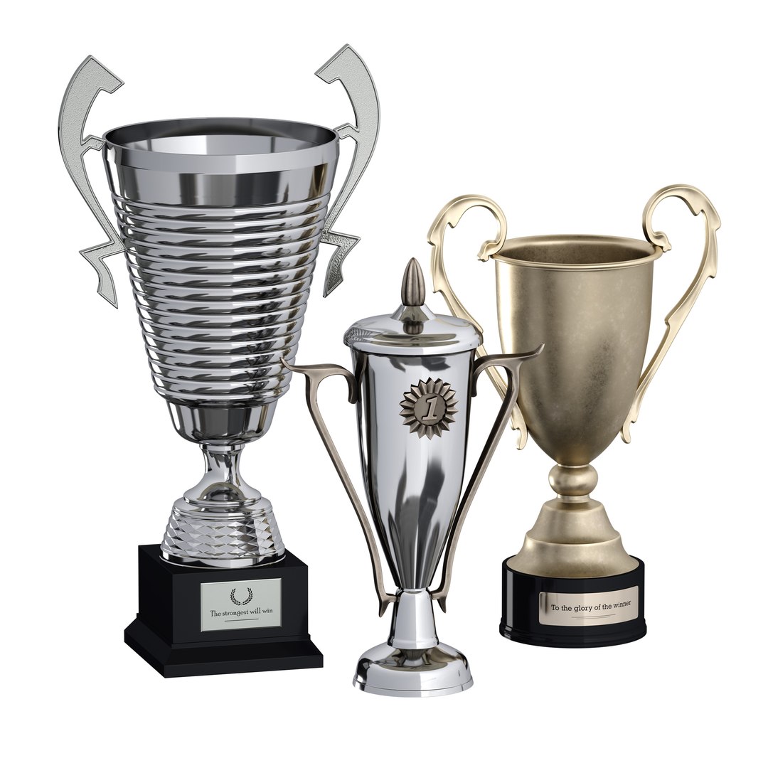 Sports Award Cup Trophy Set Of Three Cups 3D - TurboSquid 2111699
