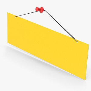 Hanging Yellow Paper And Push Pin 3D model