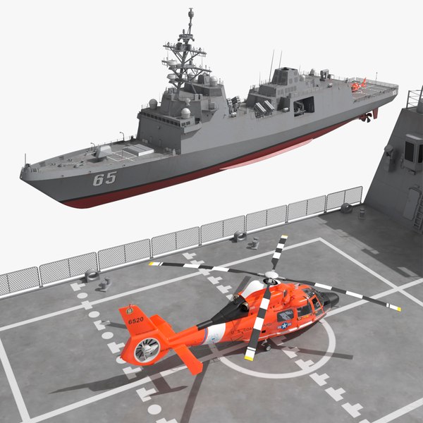 Fregatte der Constellation-Klasse mit MH-65 Dolphin 3D-Modell ...