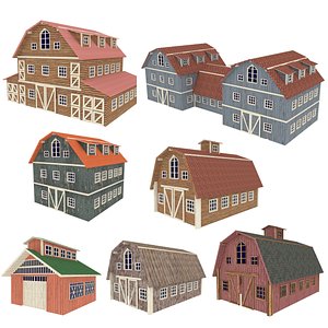 barn hangar farm houses 3D model