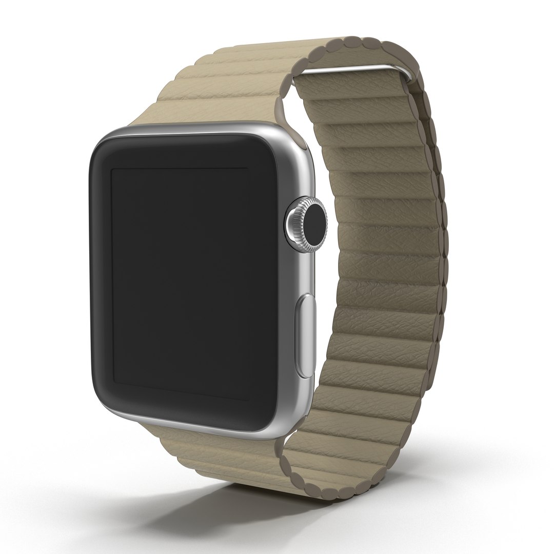 Apple Watch 42mm Stone Leather Magnetic Closure 3D model preview