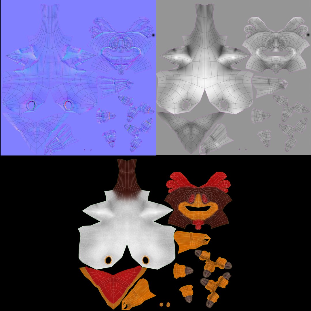 Cartoon Chicken Rigged 3d Model