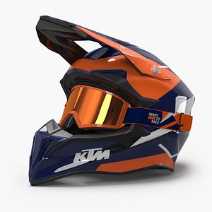 KTM Motocross Helmet with Goggles Orange Blue