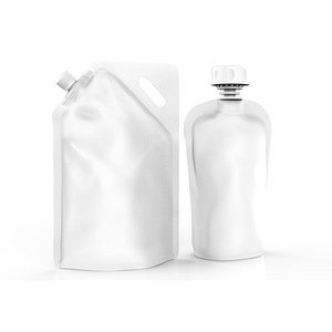 D model Blank Pouch Bag With Corner and Top Spout Lid Mock