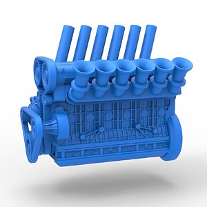 Diecast straight-six engine Scale 1 to 25 3D model