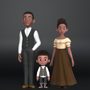 3D Cartoon Character Family 3D model