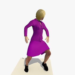Animated Dancing European Woman in a Purple Suit