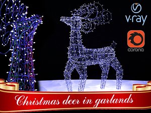 Christmas deer in garlands 3D model