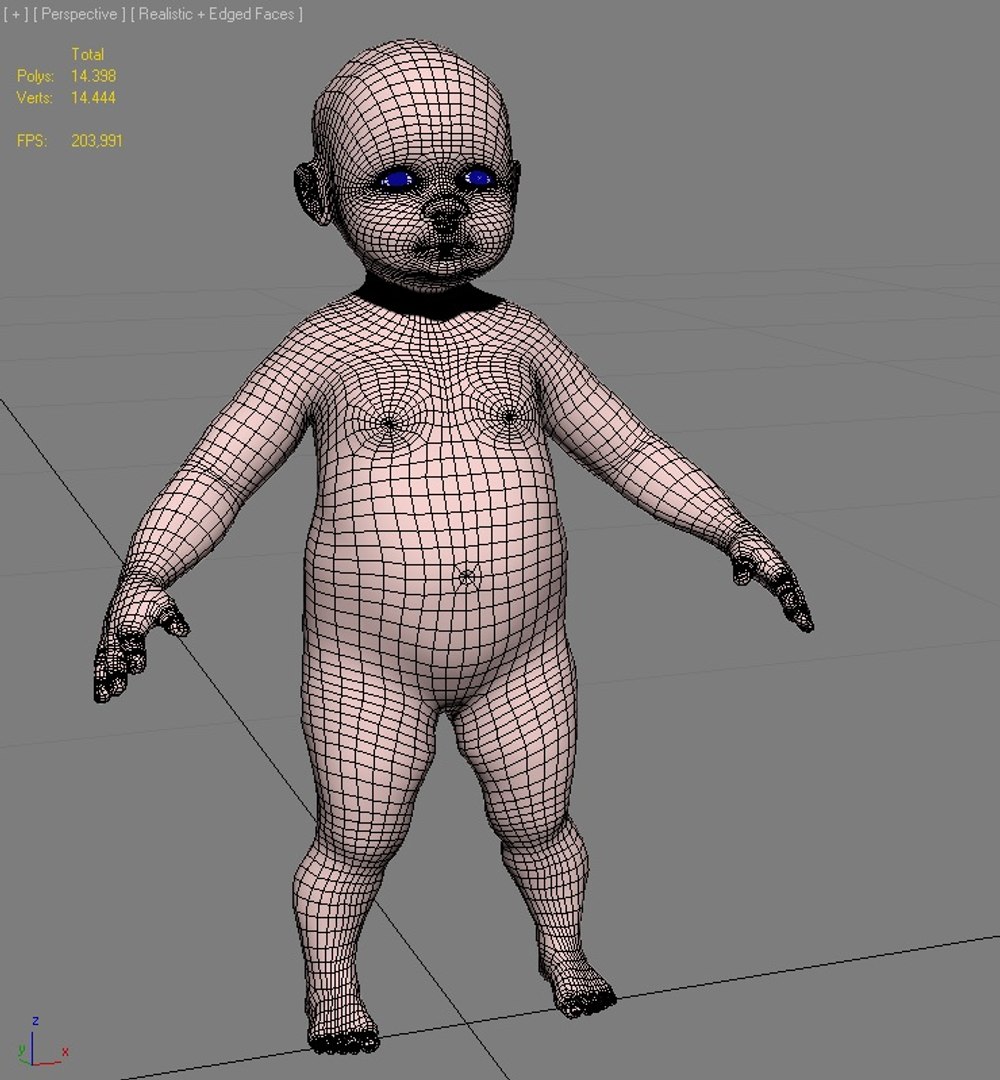 3d Max Little Baby Girl Base Mesh