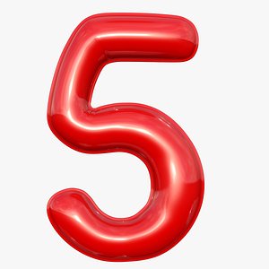 balloon numeral 5 3D
