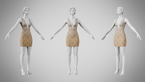 Dress 34 Grullo With Design 3D model