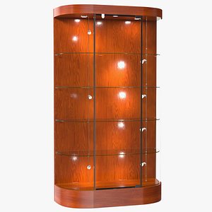 Curved Wall Display Case Brown 3D model