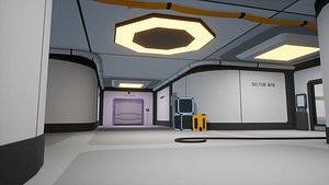 3D Low Poly Sci-Fi Cyberpunk Interiors