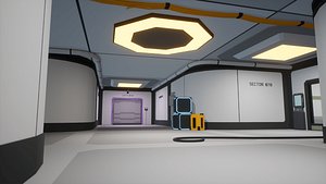 Low Poly Sci-Fi Cyberpunk Interiors