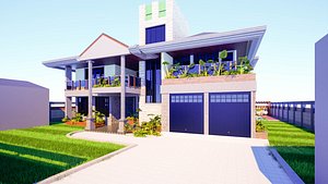 Modern Luxury Mansion with Swimming Pool Garden and Double Garage 3D model