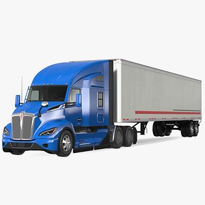 Kenworth Truck With Semi Trailer Rigged 3D model