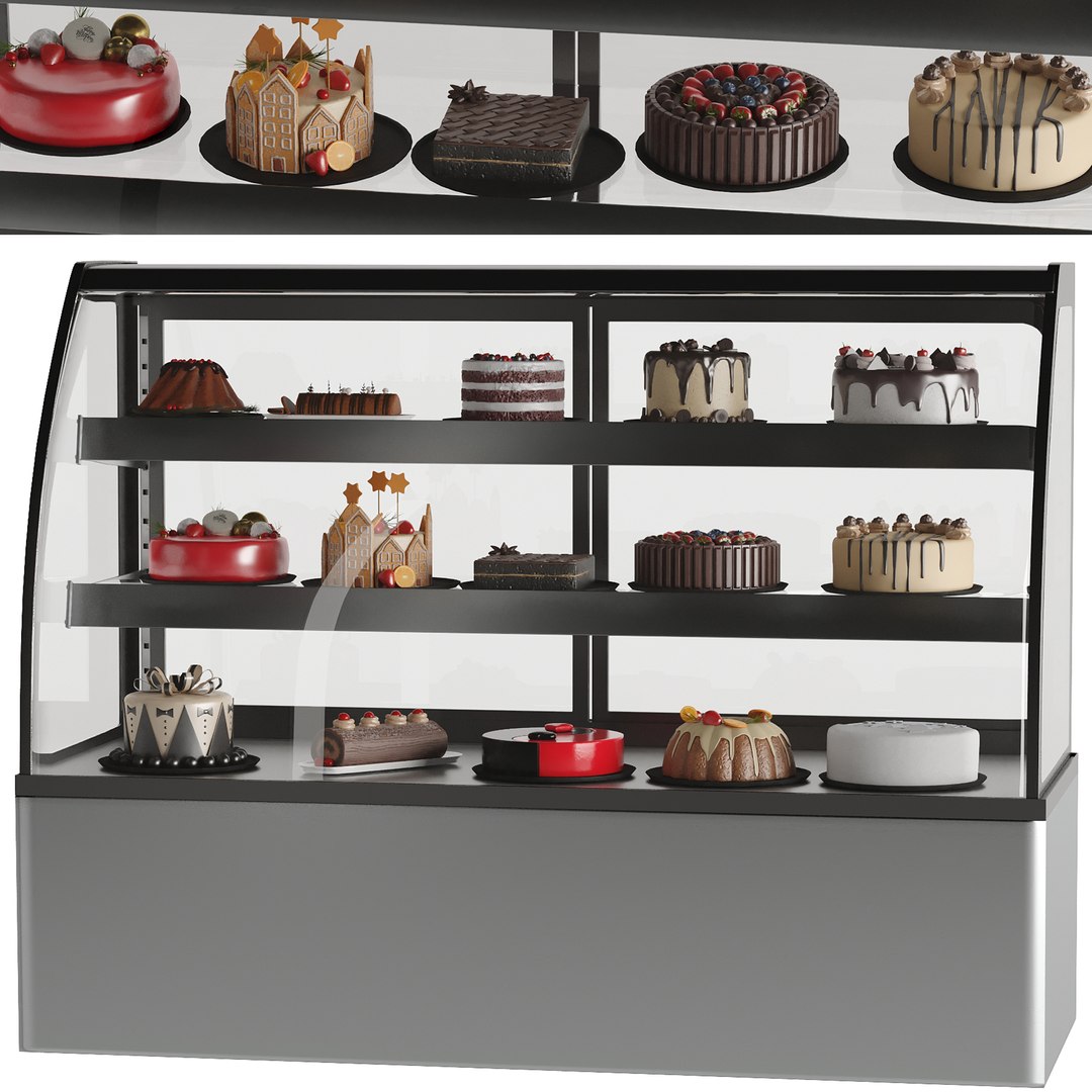 Pastry Refrigerator 15 Different Cakes 3D TurboSquid 2003584