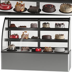 Pastry Refrigerator 15 Different Cakes 3D