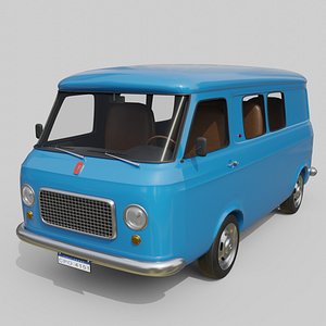 Realistic Vintage Transport Van High-Detail Game-Ready Asset
