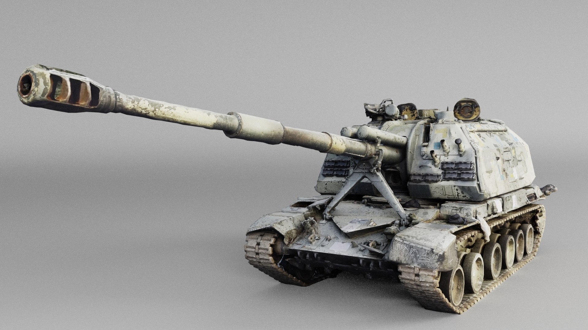 Destroyed 2S19 Msta 152 Mm Self-propelled Howitzer M1990 3D Model ...