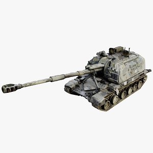 Destroyed 2S19 Msta 152 mm self-propelled howitzer M1990 3D model
