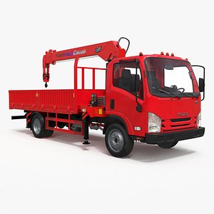Truck Crane Manipulator ISUZU NPR Red