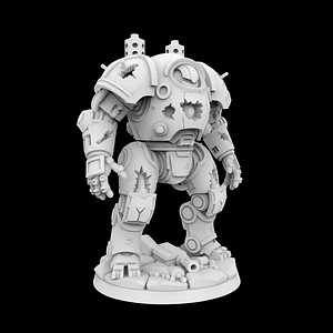 Battle Damaged Robot Mech 3D Printable Model 3D model