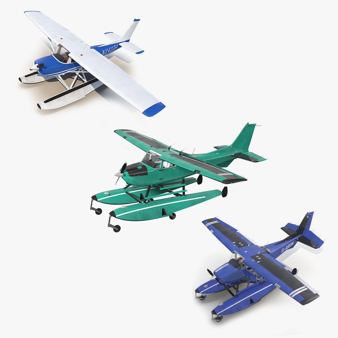 Rigged Seaplanes Collection 3 3D model preview