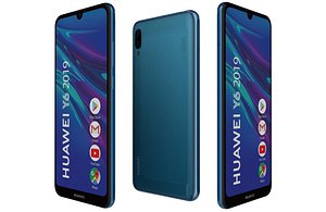 Huawei Y6 2019 Sapphire Blue  Low Poly 3D