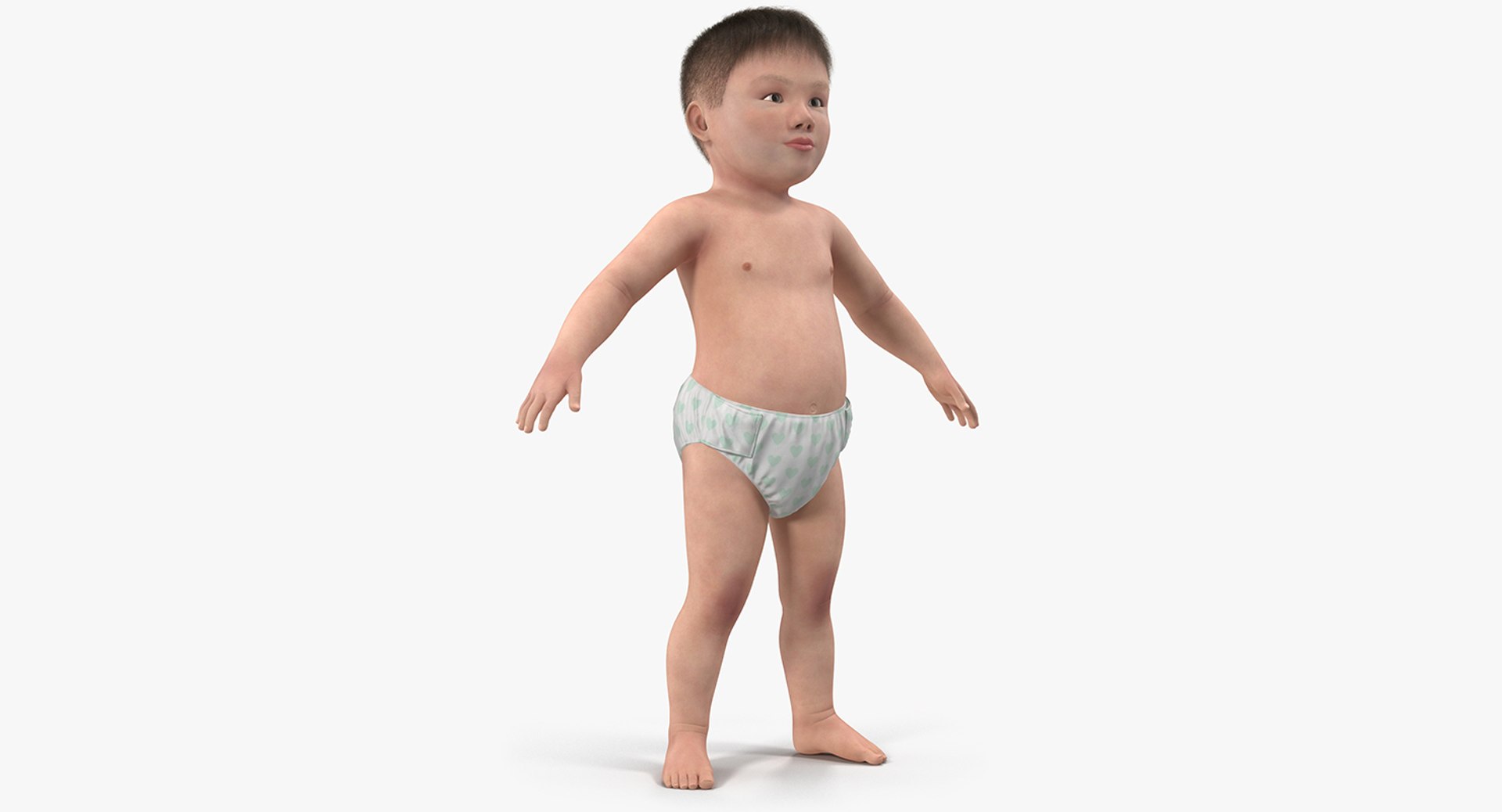 Asian Baby with Fur 3D model preview
