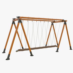 3D model Playground Goliath Rope Wood Swing - 01