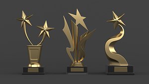 Gold Trophy Cups 3D model