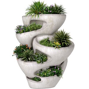 3D Sculptural garden planter vase urn plants flowers greening 3D model model