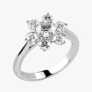 Tiffany Style Snowflake 5mm Stone Gold Ring