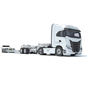 3D Heavy Truck with Lowboy Trailer model