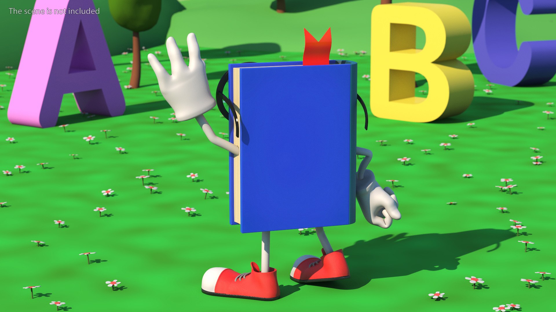 3D Model Blue Textbook Character Waving Pose - TurboSquid 2128824