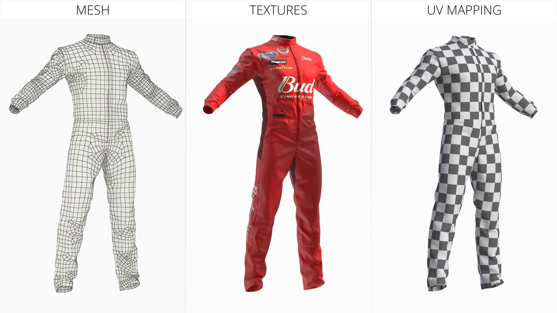 Chevrolet NASCAR Driver Suit with Bud Branding Red 3D model https://p.turbosquid.com/ts-thumb/Uj/8Zpbra/Q3/nascar_driver_suit_with_bud_branding_red_007/jpg/1769606104/1920x1080/fit_q87/ce69c7d090d4f0f89034d5f674df68a784e683f0/nascar_driver_suit_with_bud_branding_red_007.jpg